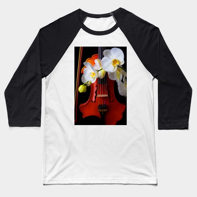 White Orchids And Baroque Violin Baseball T-Shirt by photogarry